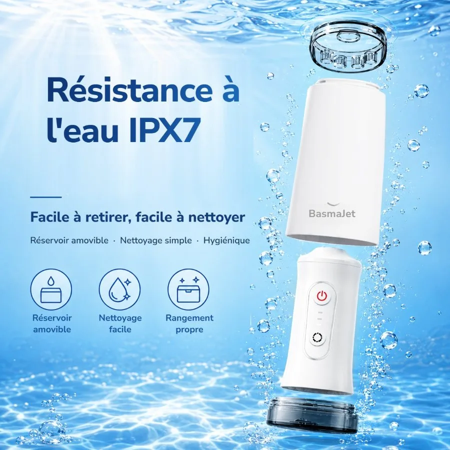 Réservoir amovible et étanchéité IPX7